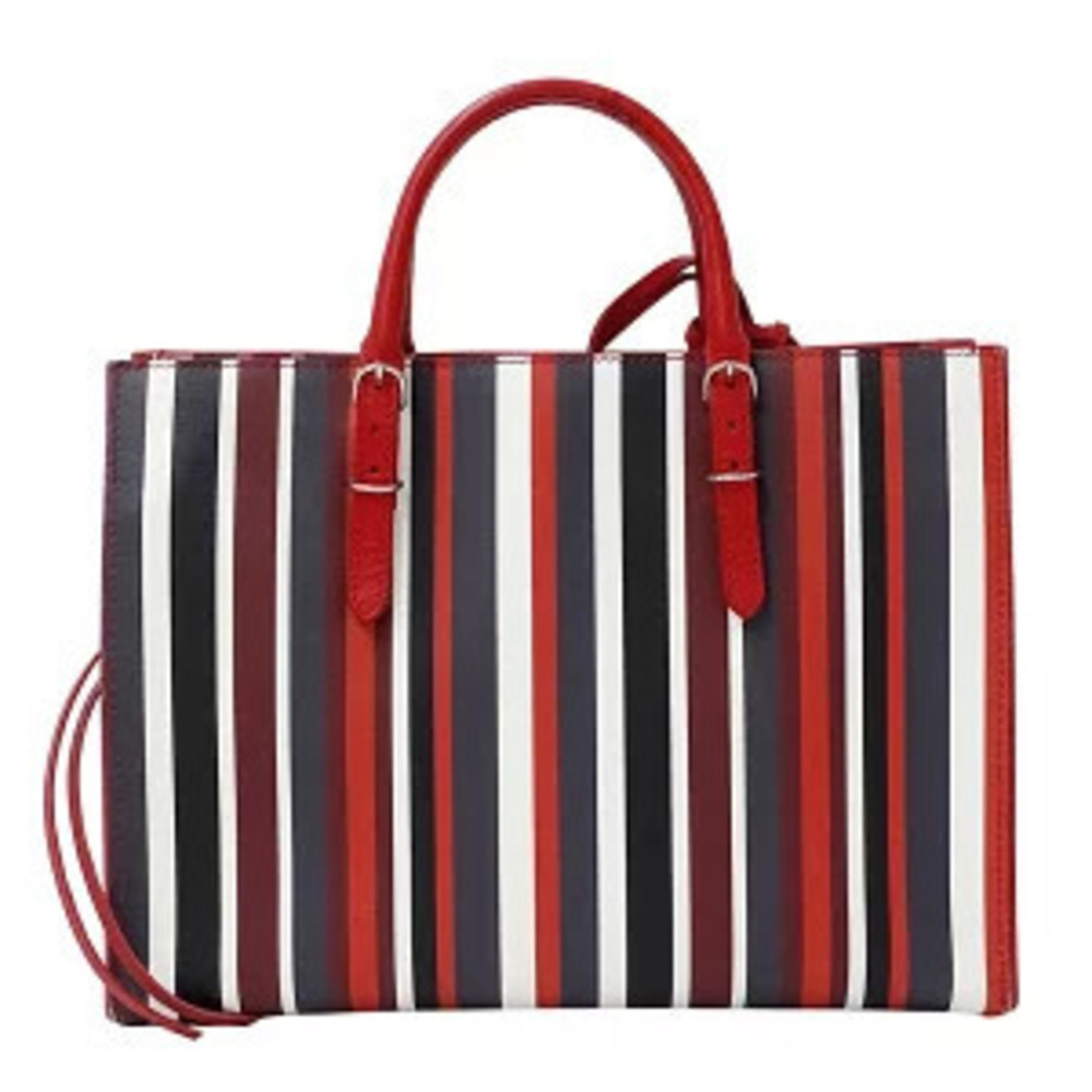 Balenciaga Leather Paper Red Handbag Striped Shoulder Bag